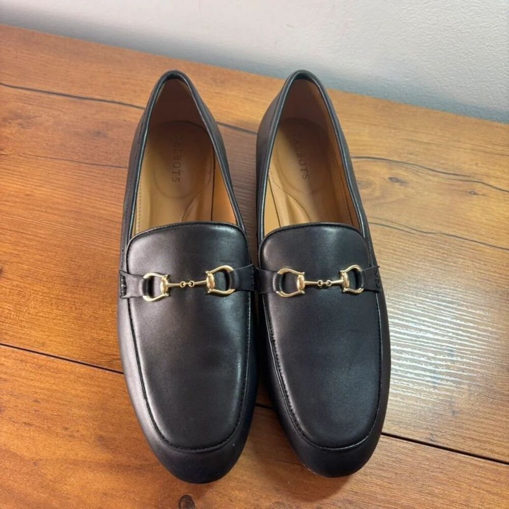 Talbots Katelyn Bit Nappa Loafers Soft Leather Black Size 10